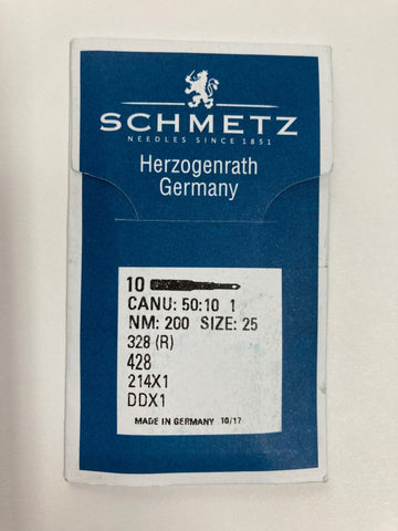 Schmetz Sewing Needles System 328 (R), 428, 214X1 or DDX1, NM 200 Size 25 - Pack of 10
